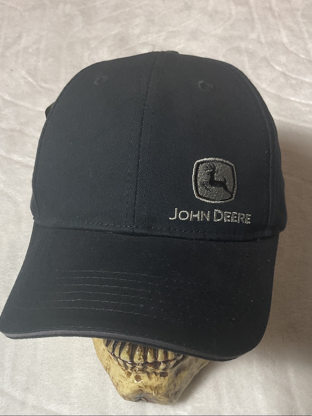 John Deere Black and Silver Logo Baseball Hat